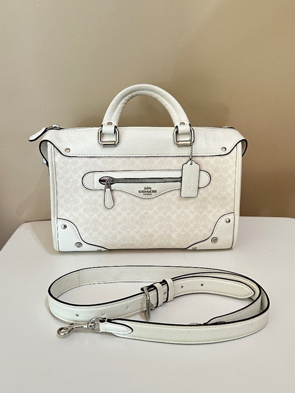 Coach Handbag Mini Signature Millie Satchel Crossbody 2WAY Diagonal CE637 White